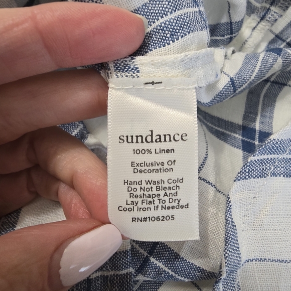 Sundance Polly Plaid Linen Pearl Snap Button Down Top Eyelet Lace Western PL - Picture 8 of 8